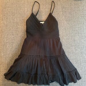 American Eagle Outfitters Black Spaghetti-Strap Tiered Mini Dress